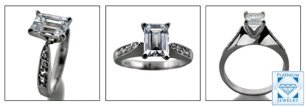 1 CT Emerald cut cz engagement ring