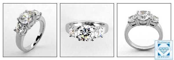 FINEST QUALITY ROUND 3 STONE  CUBIC ZIRCONIA RING