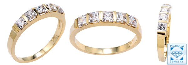 cz and yellow gold band