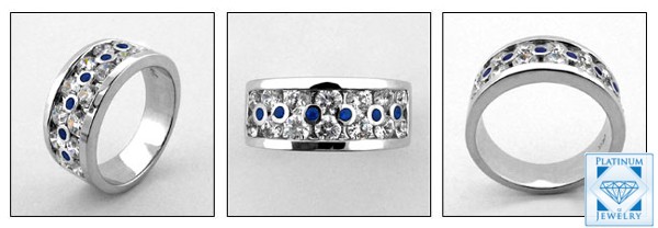 Solid Platinum Band with sapphire cz