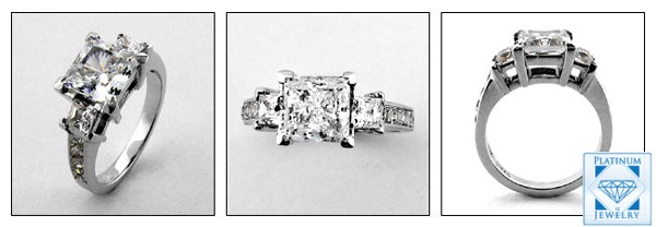 2 Ct. PRINCESS CUBIC ZIRCONIA AND CHANNEL SET CZ RING