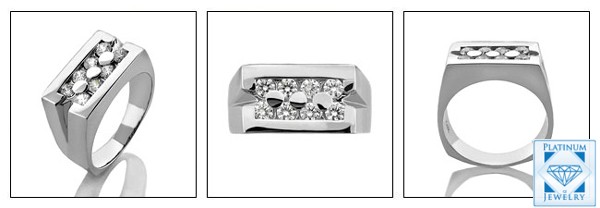 MENS RING WITH CHANNEL SET ROUND CZ STONES