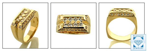 AAA QUALITY CZ 11MM YELLOW GOLD MENS WEDDING BAND