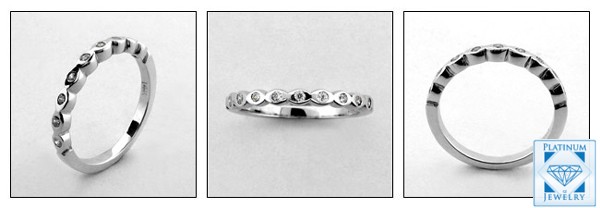 Narrow white gold band with cz  stones
