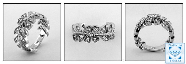 Different angles of flower design eternity band