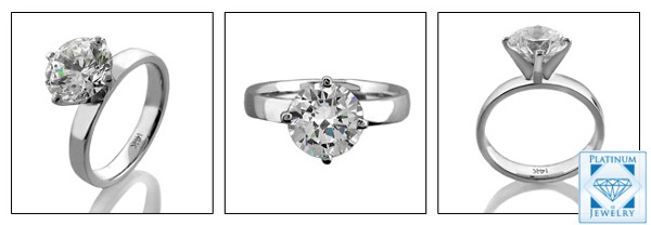 14k WHITE GOLD 1.5  CZ SOLITAIRE RING