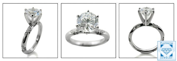 6 prong round cz white gold  engagement ring 
