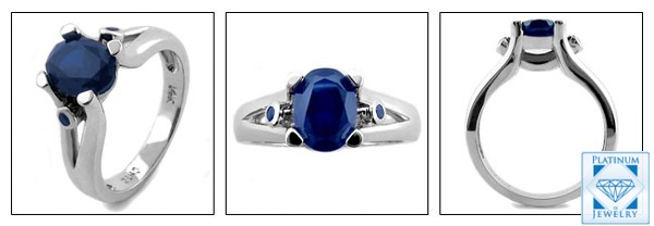 1.5 CARAT OVAL SAPPHIRE COLOR CZ RING