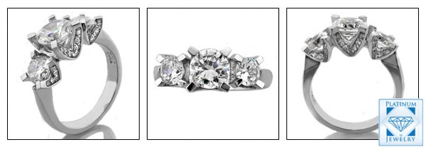 Cubic Zirconia 3 Stone ring /prong