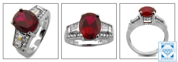 Views of 3 Carat CZ Simulated Ruby Oval Ring