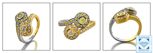Two tone Gold CZ Anniversary ring 