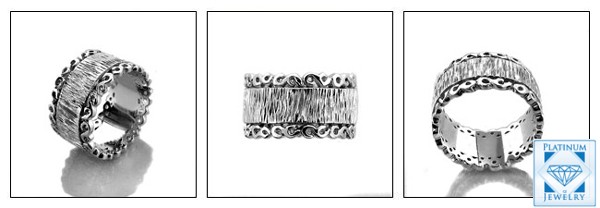 SOLID 14 K WHITE GOLD ENGRAVED WITH SCROLL WORK WEDDING BAND