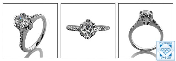 OVAL CZ DOUBLE PRONG ENGAGEMENT RING