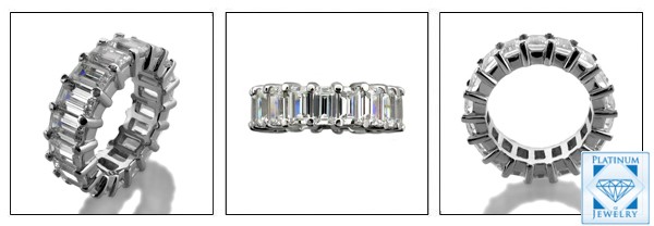 3 views of High quality Cubic Zirconia Emerald Cut Eternity Ring