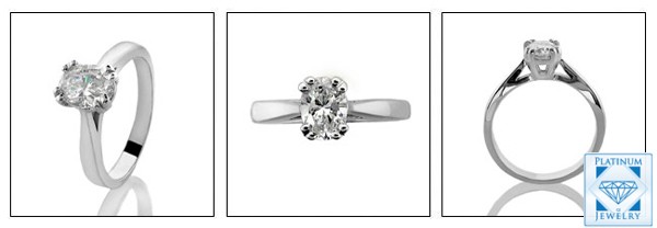 1.25 OVAL CZ SOLITAIRE WHITE GOLD RING