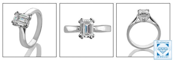 1 CT EMERALD CUT CZ SOLITAIRE RING