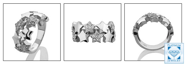 1 TCW PAVE SET CZ STAR BAND IN PLATINUM