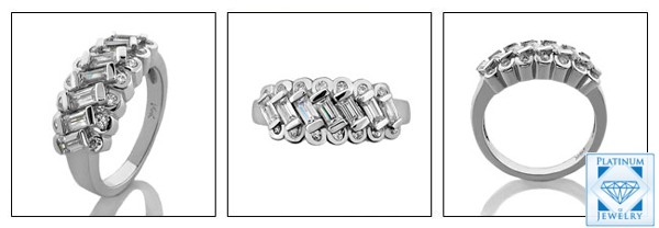 CZ Baguette Platinum Ring
