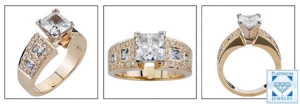 cz and yellow gold engagement ring 