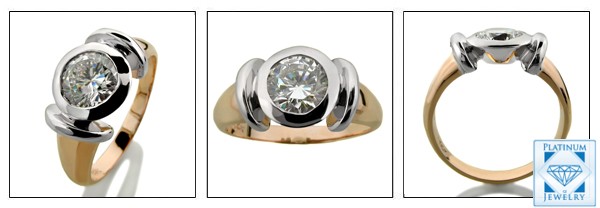 1.25 ROUND CZ in BEZEL ROSE GOLD SOLITAIRE RING