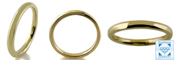 Dome 2mm narrow yellow gold band