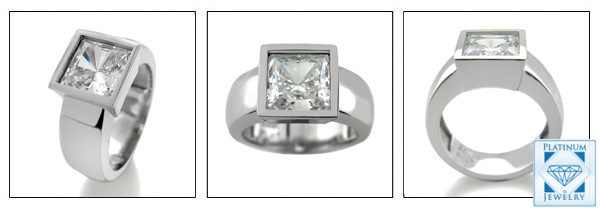 AAA HIGH QUALITY 1.5 PRINCESS CZ SOLITAIRE RING IN BEZEL