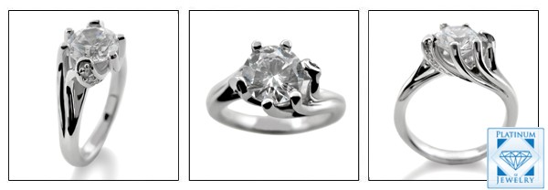 1.5 ROUND CZ SOLITAIRE WHITE GOLD RING