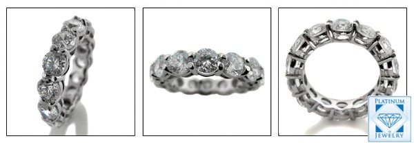 7 CARAT TOTAL ROUND CZ SHARE PRONG ETERNITY WHITE GOLD BAND