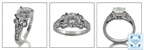 Round Cubic zirconia 1.25 carat Engagement ring in white gold 