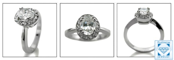 1 CARAT OVAL CUBIC ZIRCONIA HALO WHITE GOLD RING