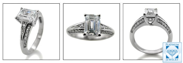 1.0 Carat Emerald Cut Cubic Zirconia Ring