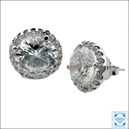 white gold 3.5 carat Round CZ Stud Earrings