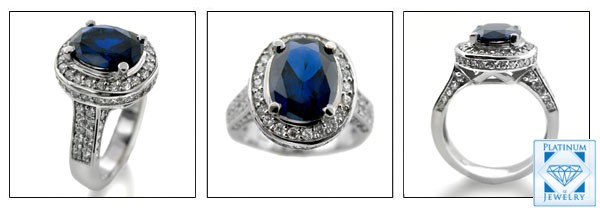 3 CARAT SAPPHIRE OVAL CZ WHITE GOLD RING