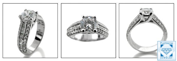 1 CT CUBIC ZIRCONIA PAVE ENGAGEMENT RING 