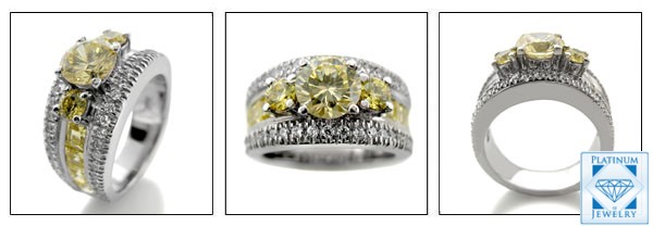 CANARY ROUND CUBIC ZIRCONIA ANNIVERSARY WHITE GOLD RING