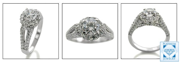 0.75 carat round cz center anniversary ring with pave 