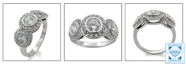 Round cubic zirconia bezel and pave ring 