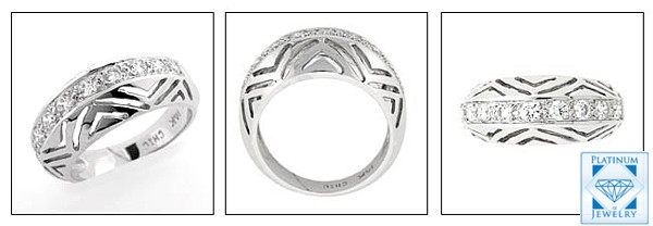 ELEVATED DOME PLATINUM BAND WITH CZ