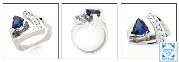 2 Ct . Sapphire CZ Triangle Anniversary Ring