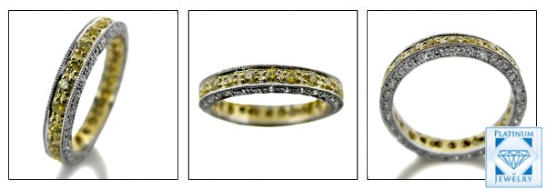 CANARY CZ ETERNITY TWO TONE GOLD BAND