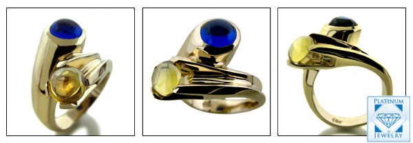 CABOCHON SAPPHIRE AND CANARY CZ RIGHT HAND RING