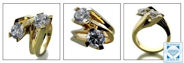2.5 TCW ROUND AAA HIGH QUALITY YELLOW GOLD CHIC RING