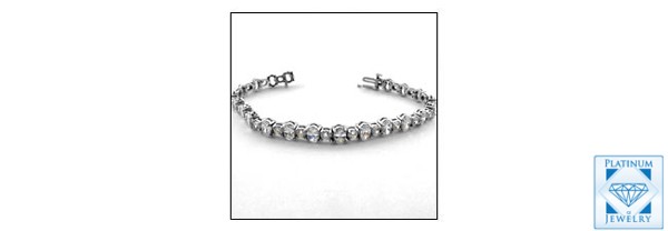 ROUND AND OVAL CUBIC ZIRCONIA TENNIS WHITE GOLD BRACELET