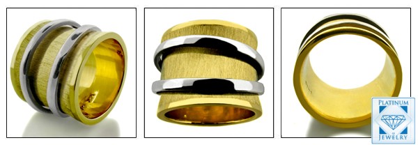 CHIC TWO TONE GOLD AND PLATINUM WEDDING BAND 