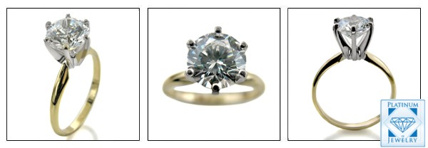 Cubic zirconia Round Stone in Tiffany style seting