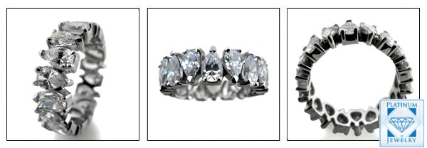 3 views of a high quality Pear shaped cubic zirconia eternity