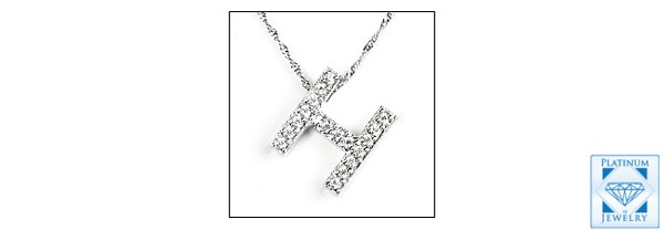 WHITE GOLD INITIAL "H" PENDANT