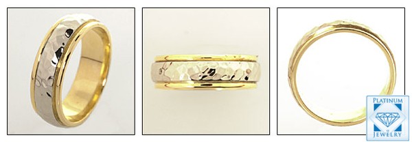 TWO TONE SOLID 14K GOLD 6MM WEDDING BAND