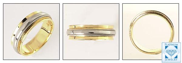 COMFORT FIT TWO TONE GOLD WEDDING BAND FOR MEN