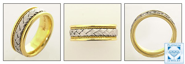 BRAIDED 7MM TWO TONE WEDDING BAND FOR MEN